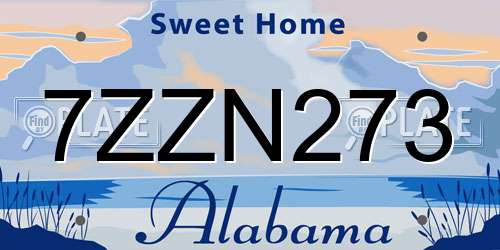 7ZZN273 Alabama License Plate