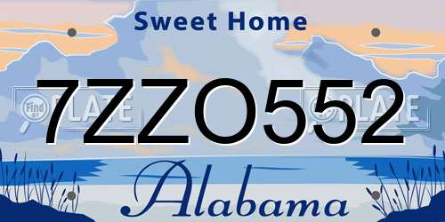 7ZZO552 Alabama License Plate