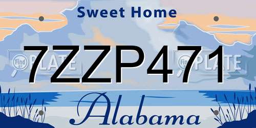 7ZZP471 Alabama License Plate