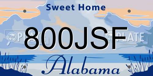800JSF Alabama License Plate