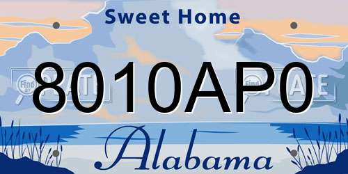 8010AP0 Alabama License Plate