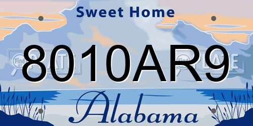 8010AR9 Alabama License Plate