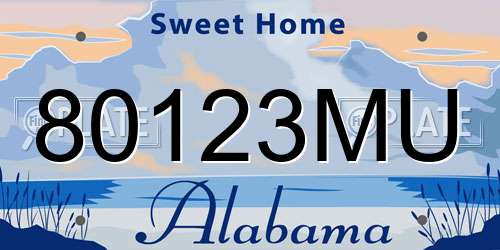 80123MU Alabama License Plate