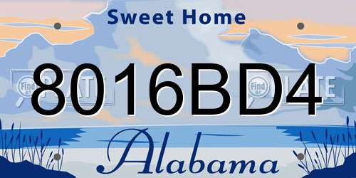 8016BD4 Alabama License Plate