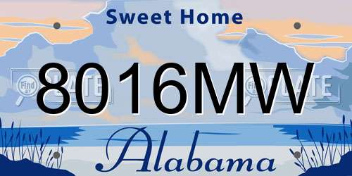 8016MW Alabama License Plate
