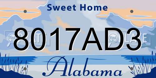 8017AD3 Alabama License Plate