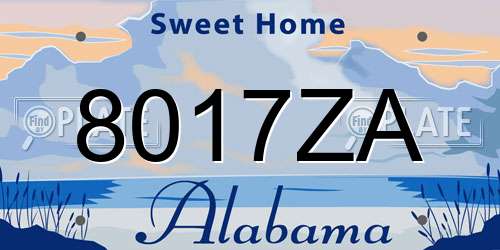 8017ZA Alabama License Plate
