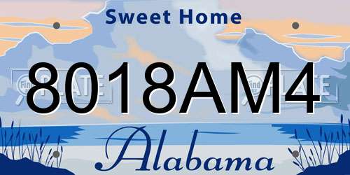 8018AM4 Alabama License Plate