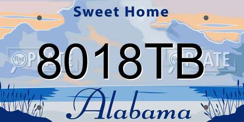 8018TB Alabama License Plate