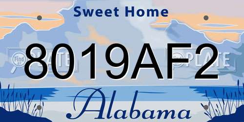 8019AF2 Alabama License Plate