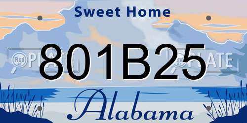 801B25 Alabama License Plate