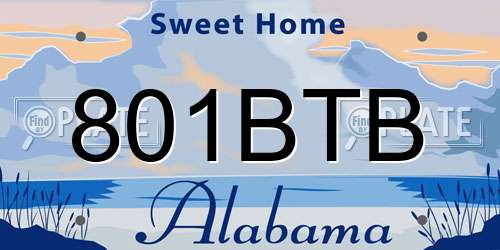801BTB Alabama License Plate