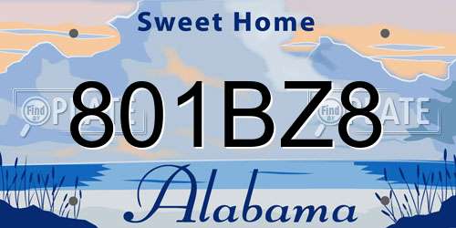 801BZ8 Alabama License Plate