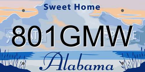801GMW Alabama License Plate