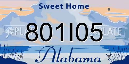 801I05 Alabama License Plate