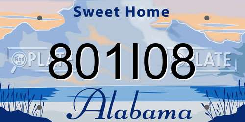 801I08 Alabama License Plate