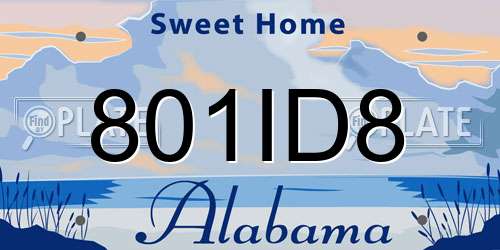 801ID8 Alabama License Plate