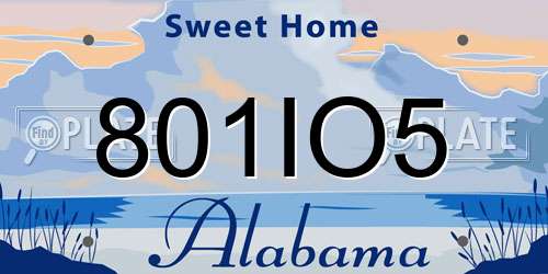 801IO5 Alabama License Plate