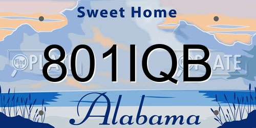 801IQB Alabama License Plate