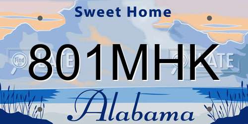 801MHK Alabama License Plate