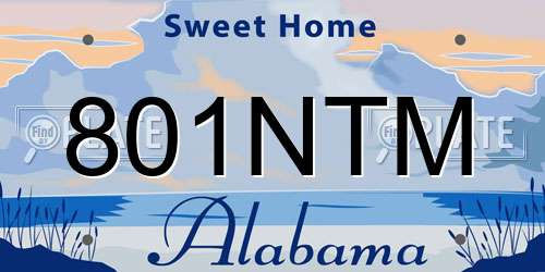 801NTM Alabama License Plate