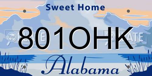 801OHK Alabama License Plate