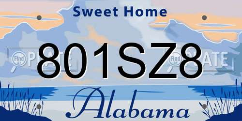 801SZ8 Alabama License Plate