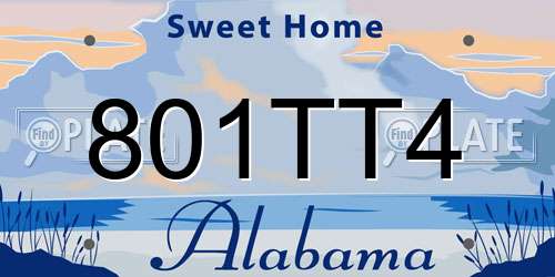 801TT4 Alabama License Plate