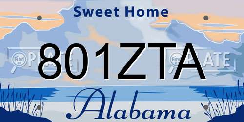 801ZTA Alabama License Plate