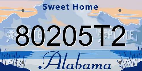 80205T2 Alabama License Plate