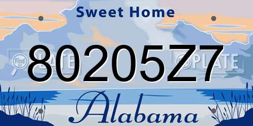 80205Z7 Alabama License Plate