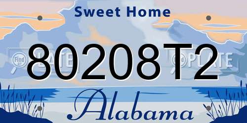 80208T2 Alabama License Plate