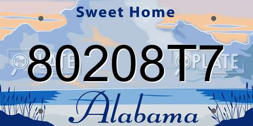 80208T7 Alabama License Plate