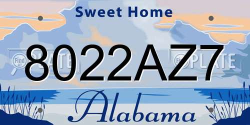 8022AZ7 Alabama License Plate