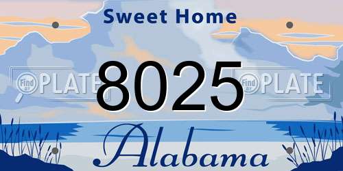 8025 Alabama License Plate