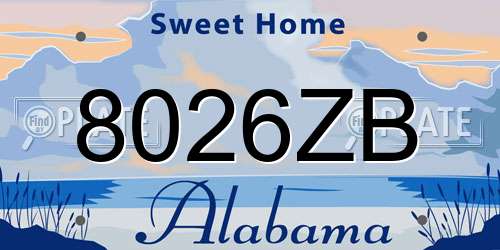 8026ZB Alabama License Plate