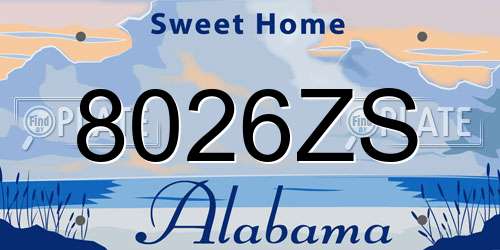8026ZS Alabama License Plate