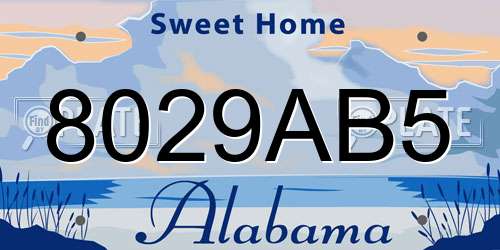 8029AB5 Alabama License Plate