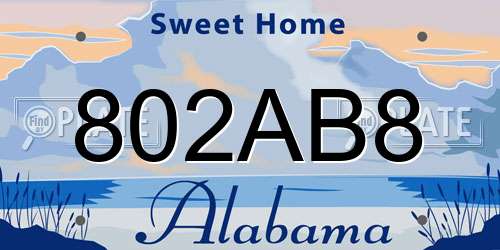 802AB8 Alabama License Plate