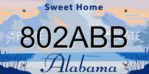 802ABB Alabama License Plate