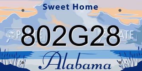 802G28 Alabama License Plate