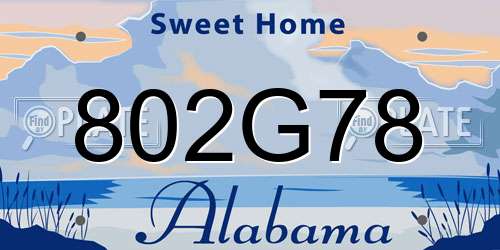 802G78 Alabama License Plate