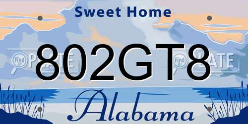 802GT8 Alabama License Plate