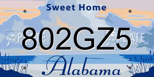 802GZ5 Alabama License Plate