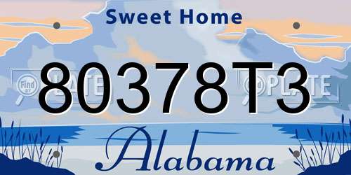 80378T3 Alabama License Plate