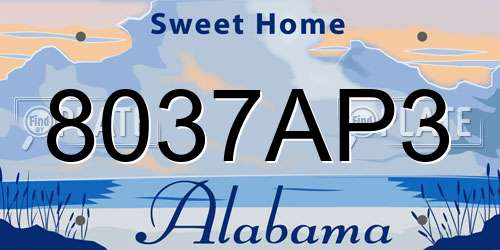8037AP3 Alabama License Plate