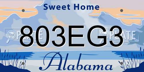 803EG3 Alabama License Plate