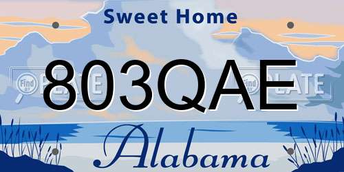 803QAE Alabama License Plate