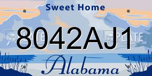 8042AJ1 Alabama License Plate