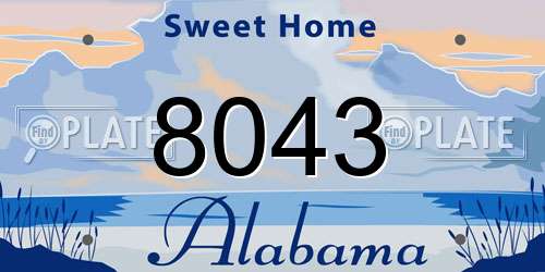 8043 Alabama License Plate